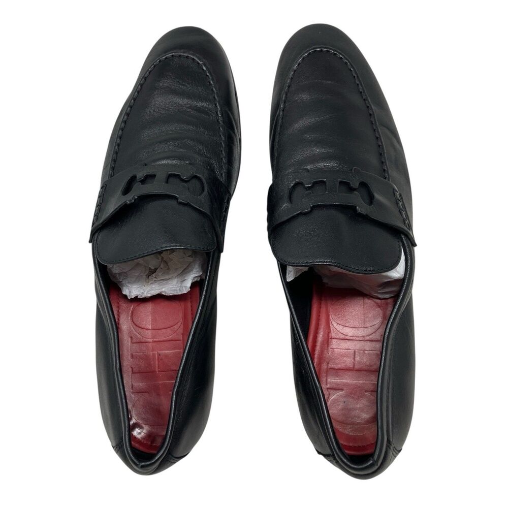 Carolina Herrera Black Leather Doma Insignia Cut Out Horsebit Loafers‎